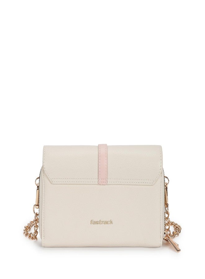 Fastrack Color-Blocked Sling Bag for Women | Faux Leather Crossbody with Zippered Compartment, Chain Strap and Lightweight Build | Compact Everyday Bag for Travel, College and Casual Outfits - Image 5